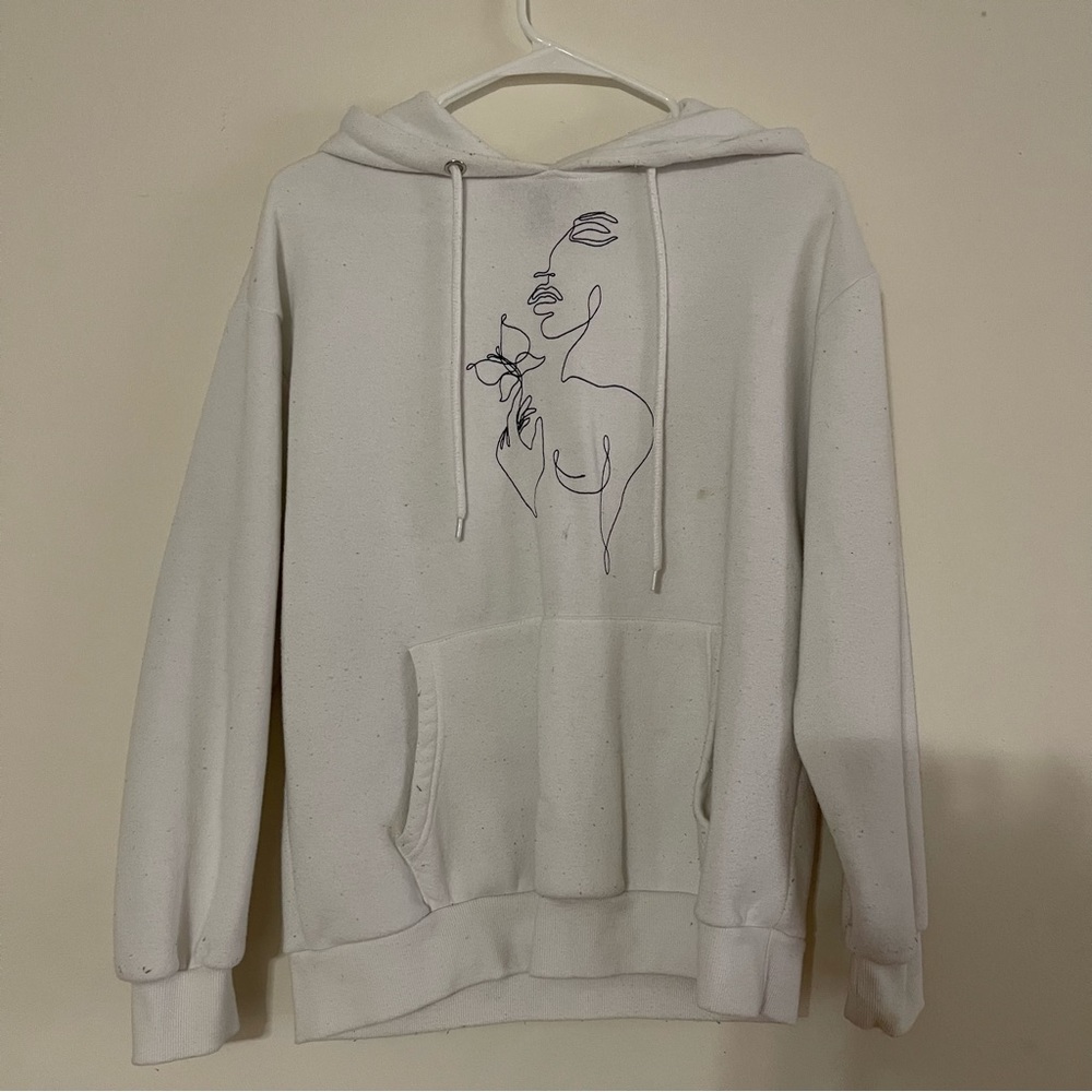 forever 21 white design hoodie